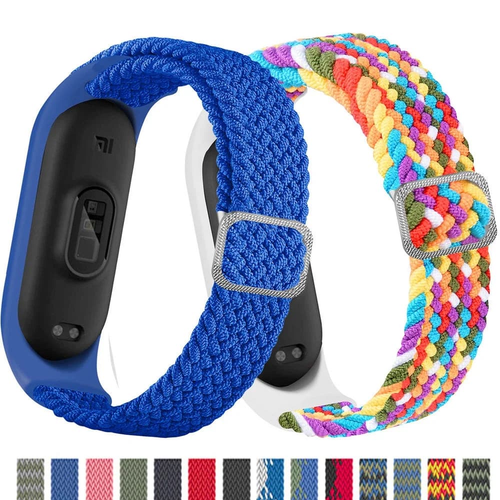 Bracelet for Mi band 6 7 Strap Elastic adjustable Nylon Braided Wristband Miband4 miband 5 correa for xiaomi Mi band 3 6 7 strap