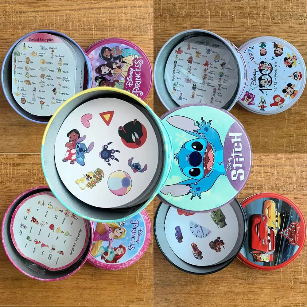 Giochi da Tavolo Disney: Stitch, Principesse, PIXAR, Cars, Dory - Giocattoli in Scatola di Latta per Famiglia, Divertimento, Vacanze, Campeggio, Sport, Amici, Regalo di Natale