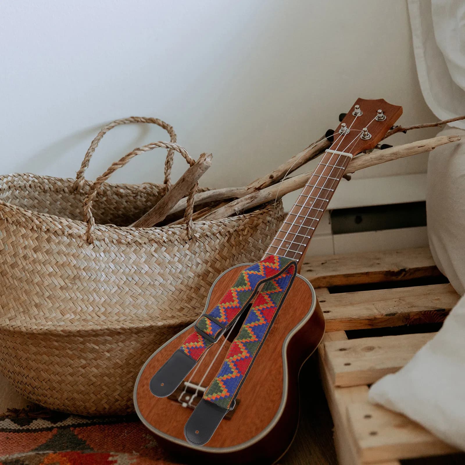 1 Pezzo Cinghia per Chitarra Bohemia Squisita, Materiale Premium, Colore Inalterabile, Elegante, Regolabile, Universale per Chitarra e Ukulele, per Esibizioni dal Vivo
