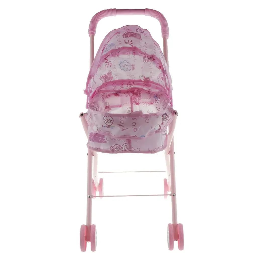 Passeggino Pieghevole per Bambole, Carrozzina Durevole, Mini Giocattolo per Bambini, Accessori per Casa delle Bambole
