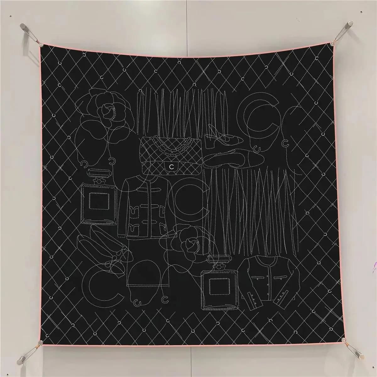 Twill Square Scarf with Floral Print for Women, New Autumn Spring Collection, Travel Accessories and Solar Protection 90cm