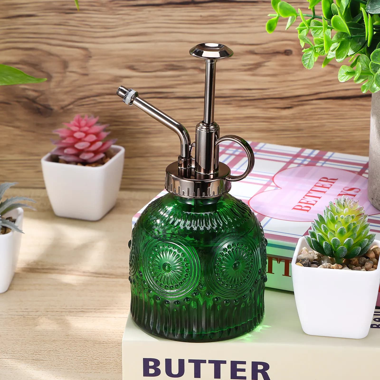 Plant Spray Bottle Glass Plant Sprayer Mister Embossed Decoration Water Spray Bottle Glass Watering Can Watering Can