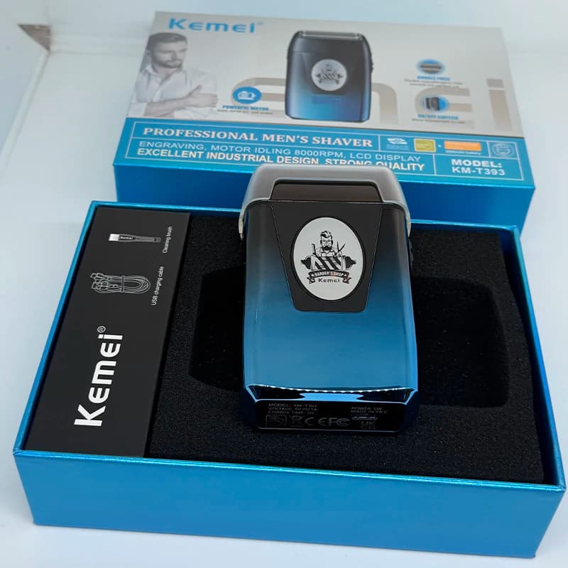 Rasoio elettrico Kemei con ricarica USB per uomo, rasoio a doppia lama, regolabarba, macchina per la rasatura