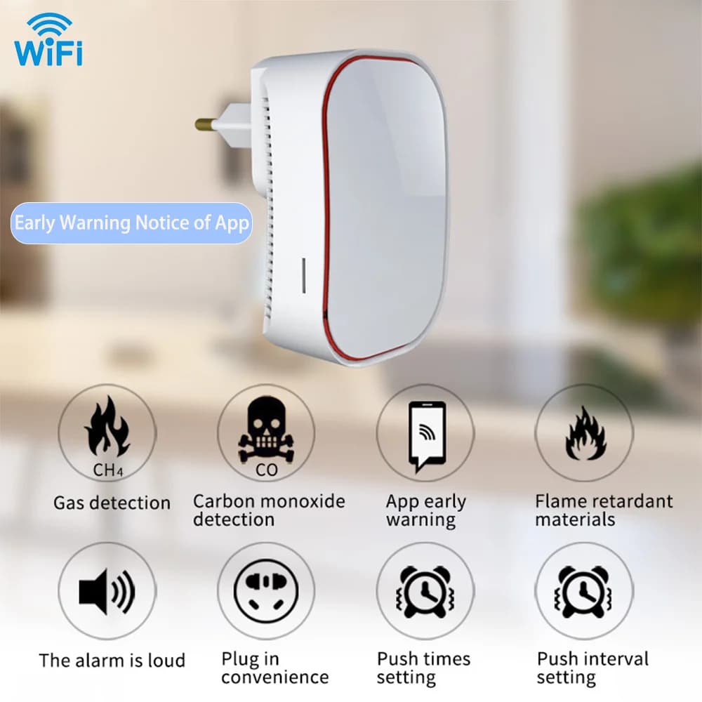 WIFI Natural Gas Detector And Carbon Monoxide CO Detector, Combustible Gas Leak Detector Monitor For Co, Lng, Lpg, Methane