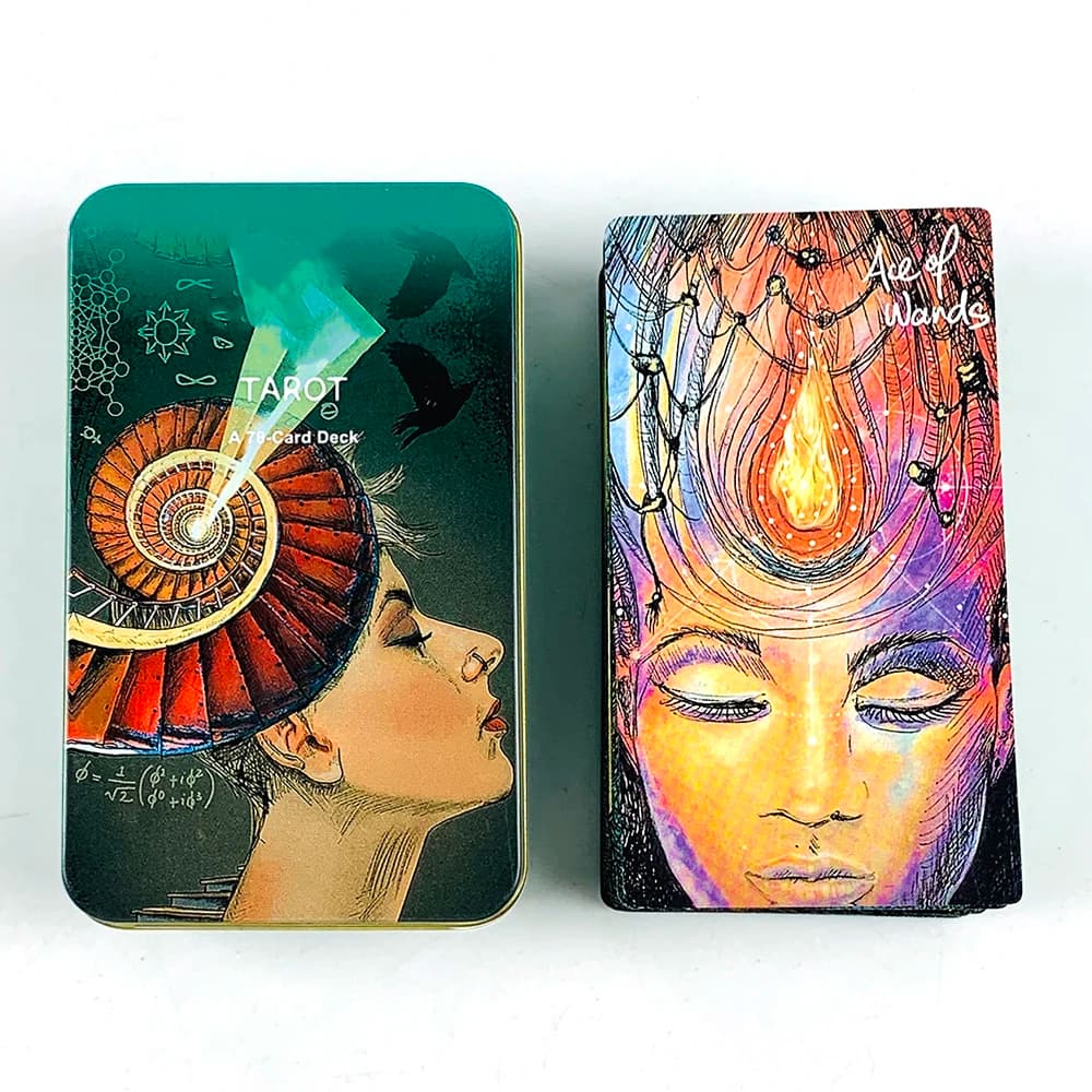 Confezione di scatole di latta di alta qualità da 78 carte, carte dei tarocchi, divinazione del destino, gioco per feste in famiglia, giochi di Halloween e Natale