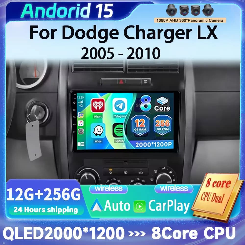 Autoradio Android 15 per Dodge Charger LX 2005-2010 e Dodge Magnum 2 2003-2007 - Lettore Multimediale Video con Navigatore Stereo
