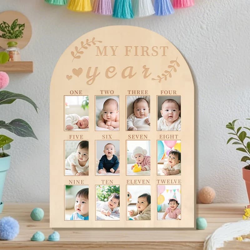 Cornice per foto per neonato, primo anno, oggetti di scena per fotografia, 12 mesi, crescita del bambino, registrazione di immagini, bordo per pietra miliare, regalo di souvenir per bambini