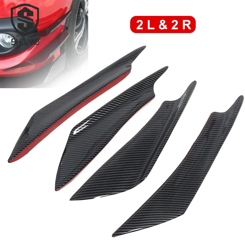 4Pcs/set Decoration Diffuser Splitter Fin Body Spoiler Canard Valence Chin Car Tuning Canard Universal Front Bumper Lip