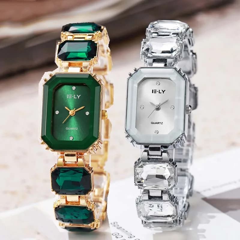 Grande orologio al quarzo con diamanti colorati per le donne Orologio da polso da regalo di lusso da donna alla moda Famoso orologio con cinturino in strass Dropshipping