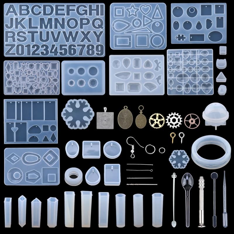 Stampi in resina epossidica per gioielli in stile misto Set Stampo in silicone Strumenti per colata UV Stampi per colata di gioielli in resina di argilla per la creazione di gioielli fai da te