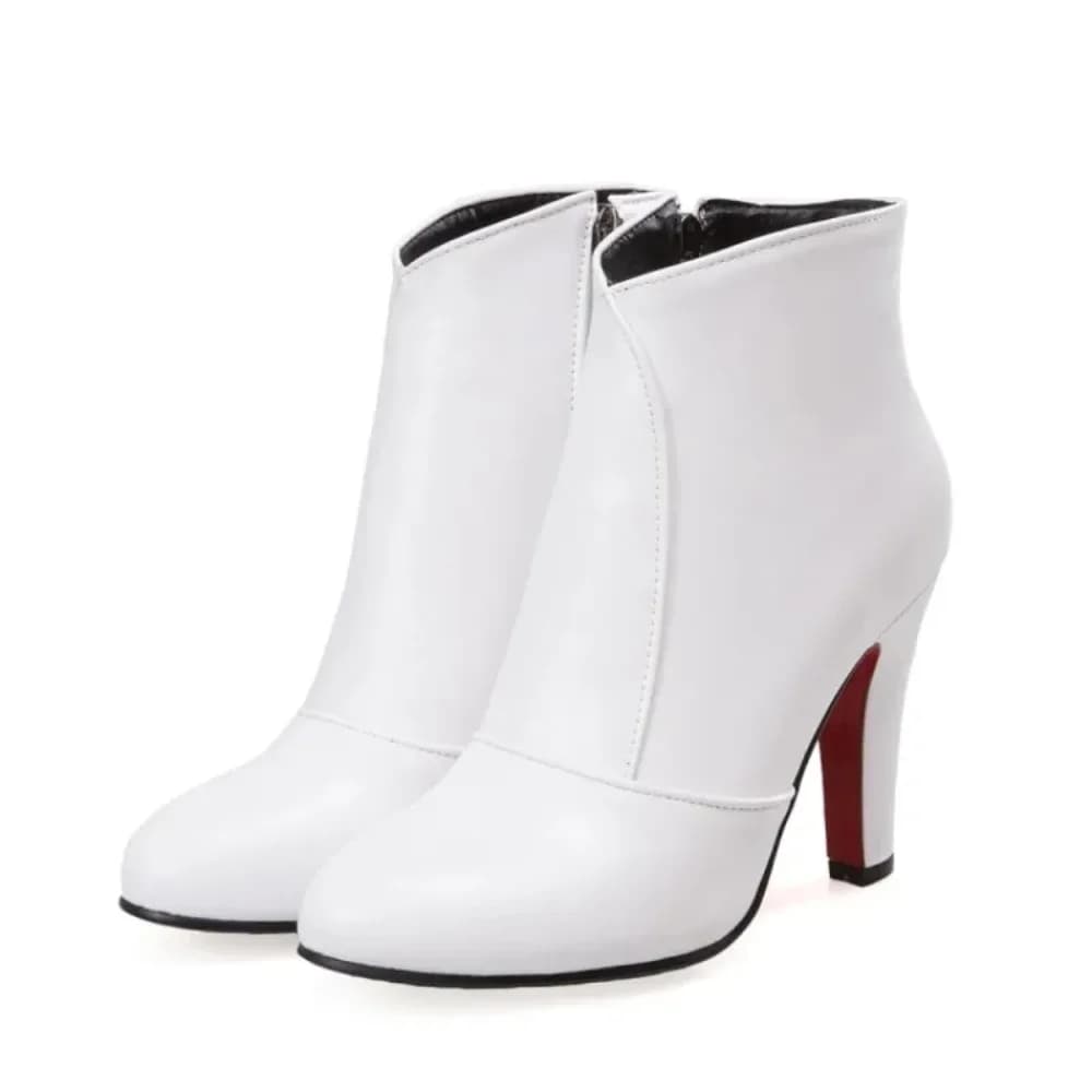 Botas De Mujer Round Toe Ankle Boots Women Simple Fashion Black High Heels Party Wedding Short Boots Biggest Size 52 53 54 622-5