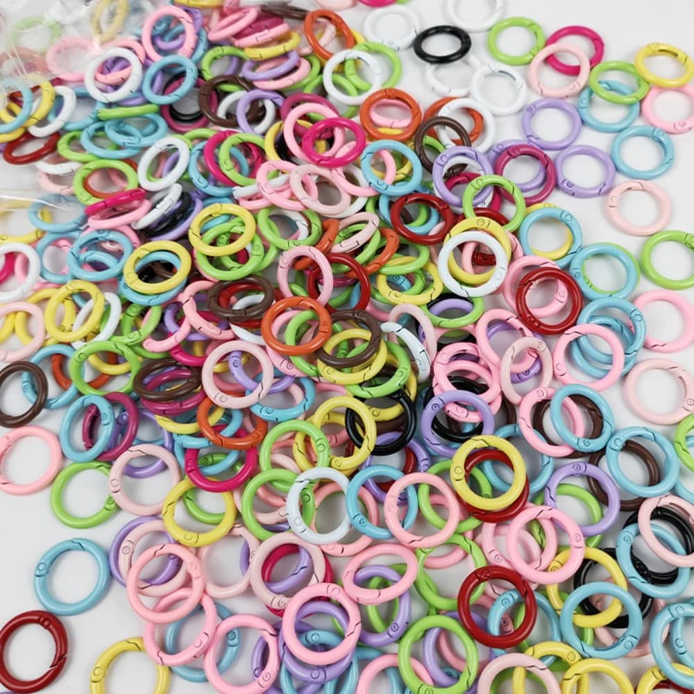50pcs/lot Colorful Spring Clasps Openable Round Carabiner Keychain Bag Clips Hook Dog Chain Buckles Connector For DIY Jewelry