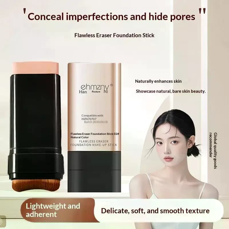 Stick foundation with brush, long-lasting makeup base, eyewear concealer, cover without imperfections