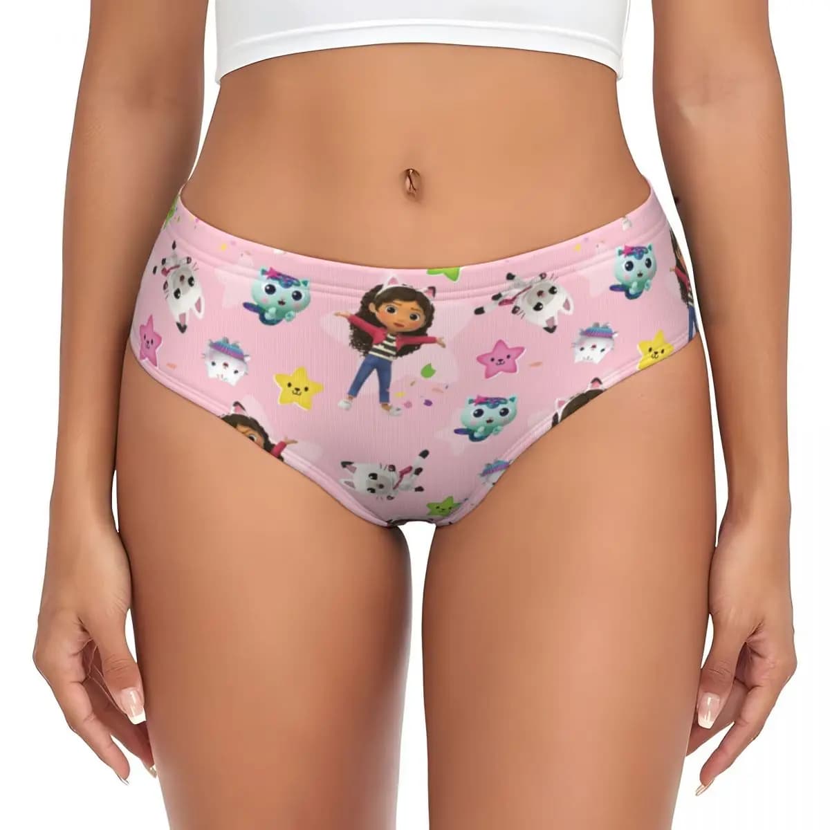 Mutandine Elasticizzate Personalizzate con Personaggi Animati della Casa di Gabby, Regalo di San Valentino per Donne