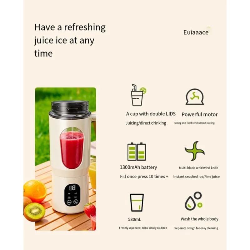 ABUD-Pulp Juice Separator Rechargeable Portable Fruit Juicer Cup Mini Blender For Outdoor For Home Use