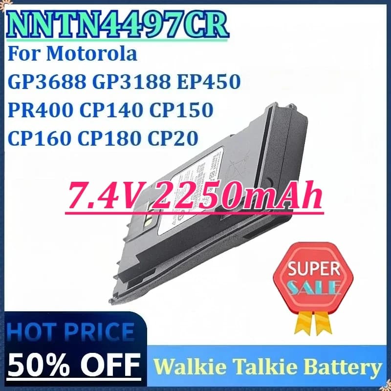 [NNTN4497CR] for Motorola GP3688 GP3188 EP450 PR400 CP140 CP150 CP160 CP180 CP20 7.4V 2250mAh Walkie Talkie Battery