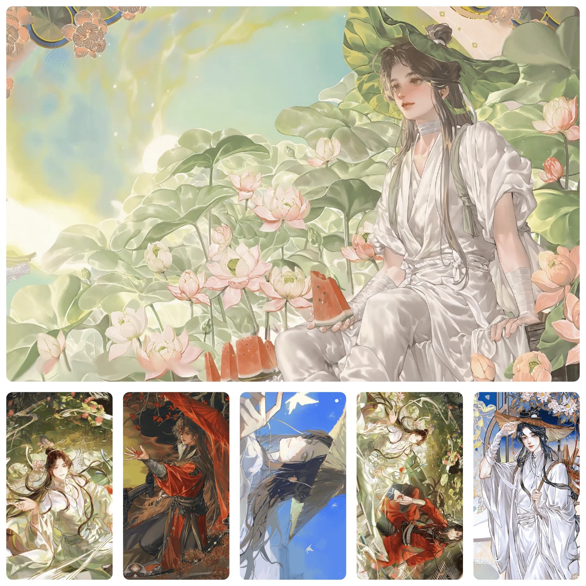 Anime Boy in Lotus Pond with Watermelon 500PCS Jigsaw Puzzle Giochi educativi Puzzle colorati Regali Decorazioni per la casa