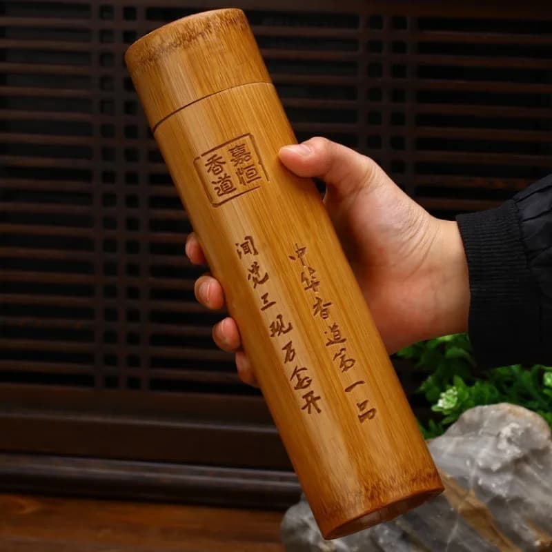 30CM Natural Bamboo Incense Bucket Household Indoor/Tea Room Ornament Cylinder Joss Stick Storage Incense Accessories