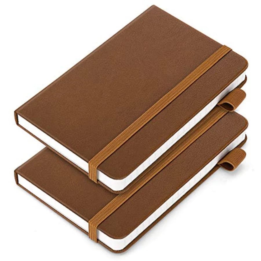 2 Pack Pocket Notebook Notepad, 3.5" x 5.5" Ruled PU Leather Hardcover Small notepads Mini Journal Dairy with 120Gsm Thick Pape