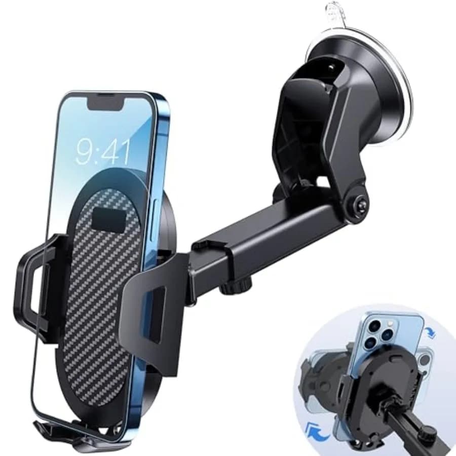 Universal Car Phone Holder, Strong Suction Cup Super Stable Phone Mount for Car Fit for iPhone 16 15 14 Pro Max All Smartphones