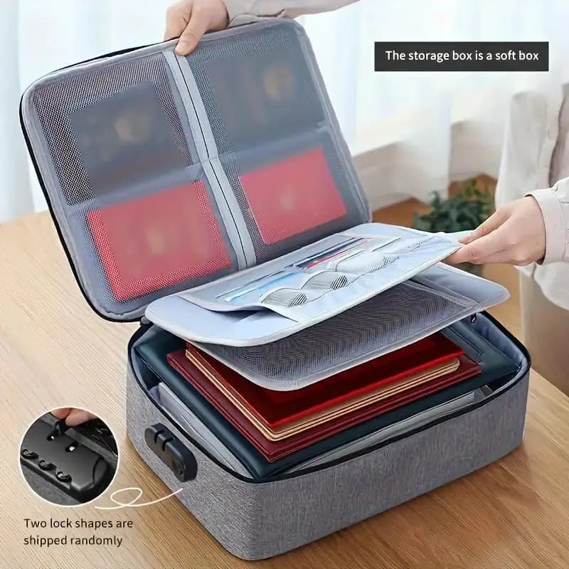 Borsa Portadocumenti a 3 Strati con Chiusura, Organizzatore di Grande Capacità per Passaporti e Fatture, Porta Documenti Importanti Portatile
