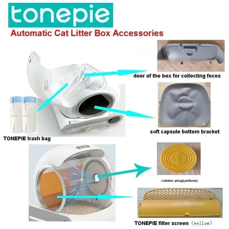 Silicone Pad for TONEPIE Automatic Cat Litter Box Accessories Bin Door Trash Bag Bottom Capsule Ventilation Litter Tray