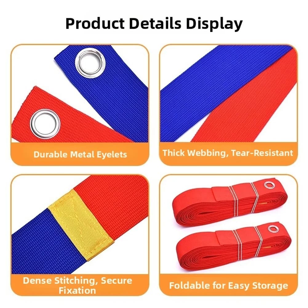 Portable Beach Volleyball Boundary Line Set Adjustable Nylon Webbing Court Marking Rope With Steel Anchors For Outdoor Sports