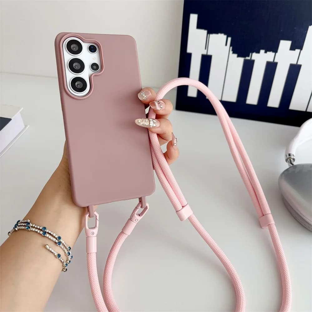 Custodia Ufficiale con Cordino per Samsung Galaxy S26 S25 Edge S24 Ultra S23 S22 S21 Plus S20 FE A16 A06 5G, Cover con Tracolla
