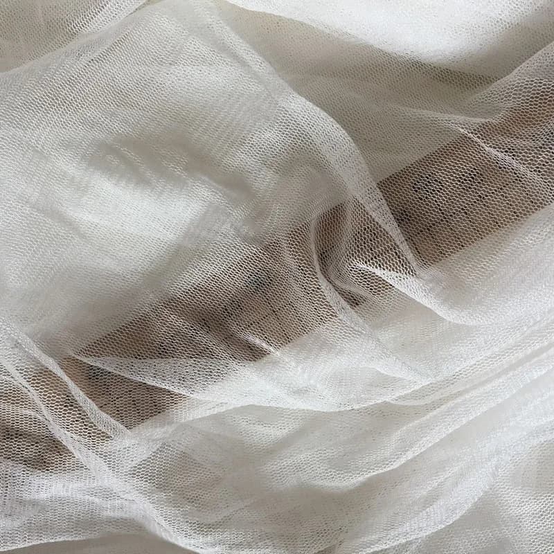 50 metri Howmay 100% pura seta tulle tessuto lavorato a maglia 30 g/m2 135 cm bianco trasparente morbido per abito da sposa
