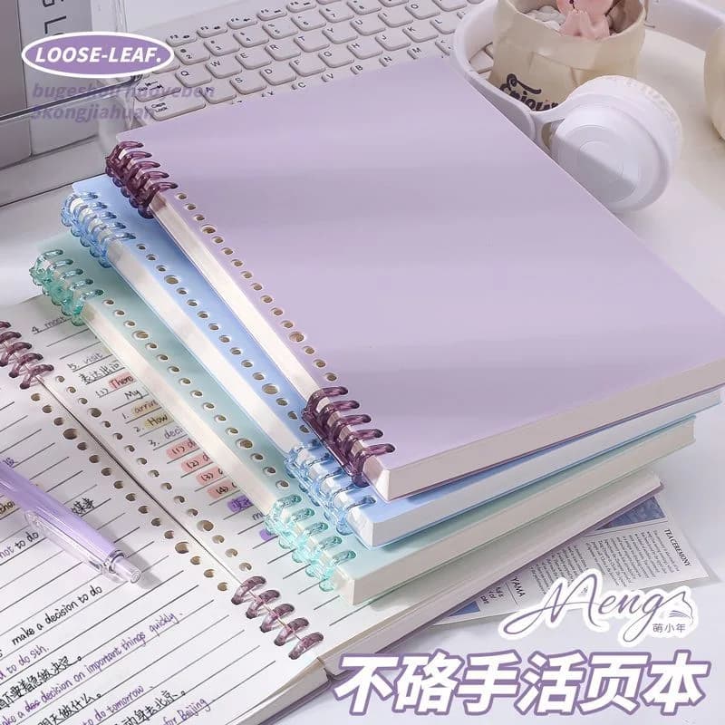 B5 white loose-leaf notebook, student‑style, aesthetically pleasing, Instagram‑inspired, A4 size, detachable, 26-ring thickened
