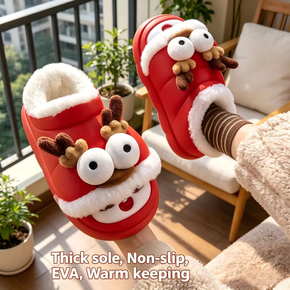 Pantofole Unisex in Peluche Calde e Carine, Scarpe in Cotone con Suola Spessa in EVA Antiscivolo e Tallone Chiuso, Calzature Invernali Resistenti al Freddo per Interni ed Esterni