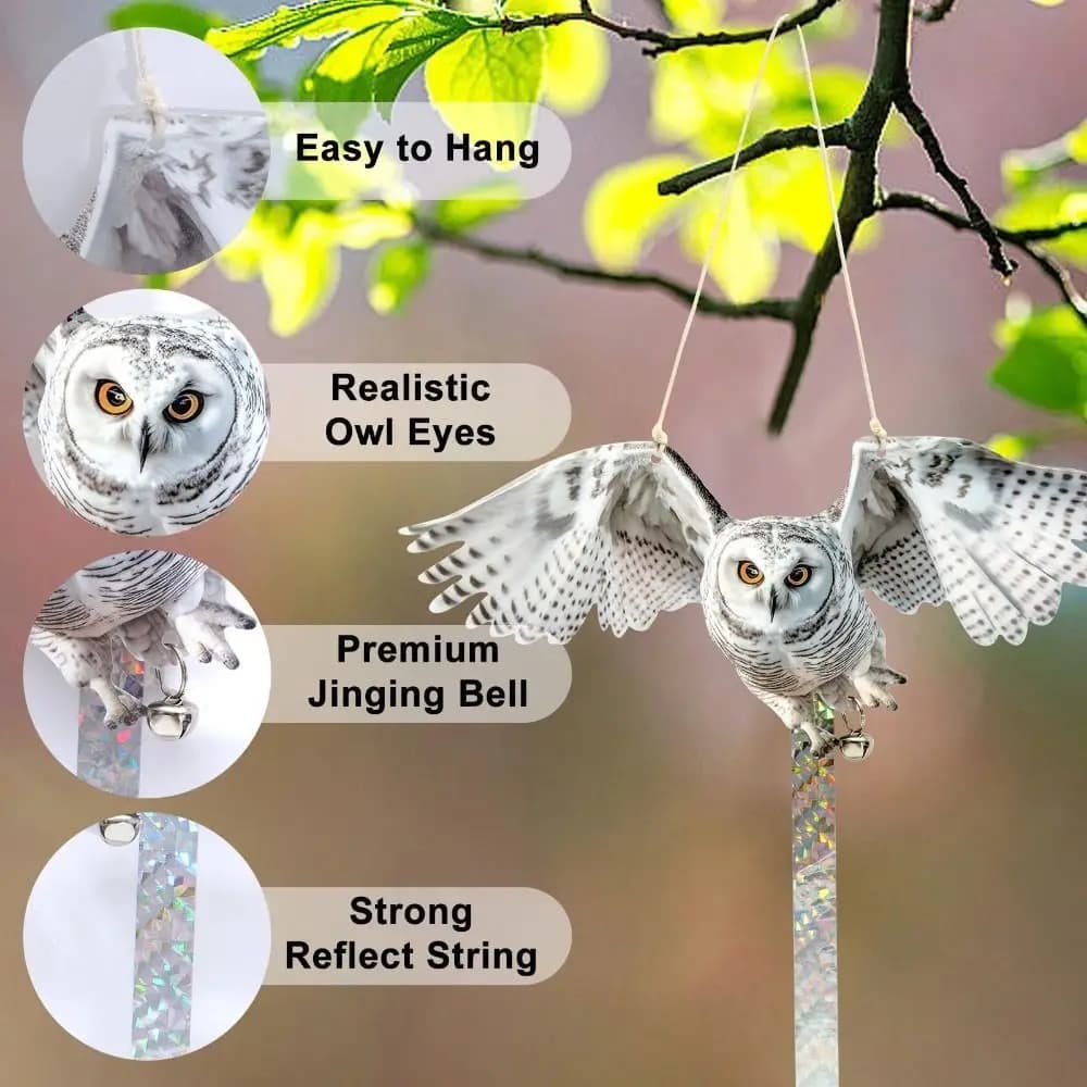 Hanging Bird Repel Scare Devices Waterproof Decoration Wind Chime Simulation Owl Bird Repellent Pest Control