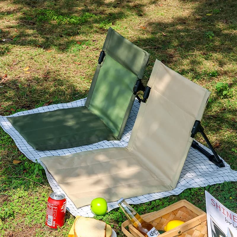 Sedia da Campeggio Pieghevole Leggera con Schienale, Sedia Portatile per il Relax con Cuscino per Campeggio, Picnic, Parco e Giardino