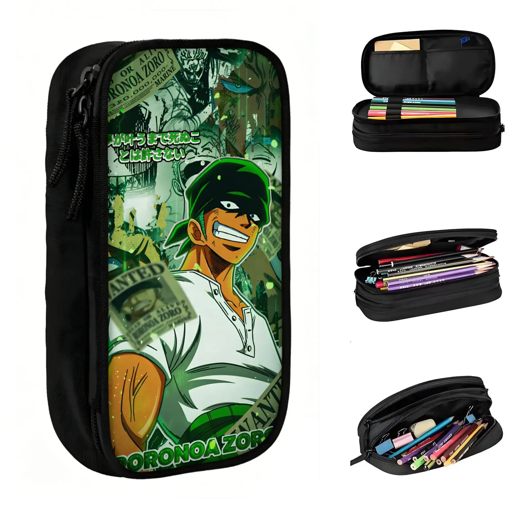 Custom Comics One P-Pieces Zoro Pencil Cases for Boys Girls Big Capacity Manga Pen Bag Box Stationery