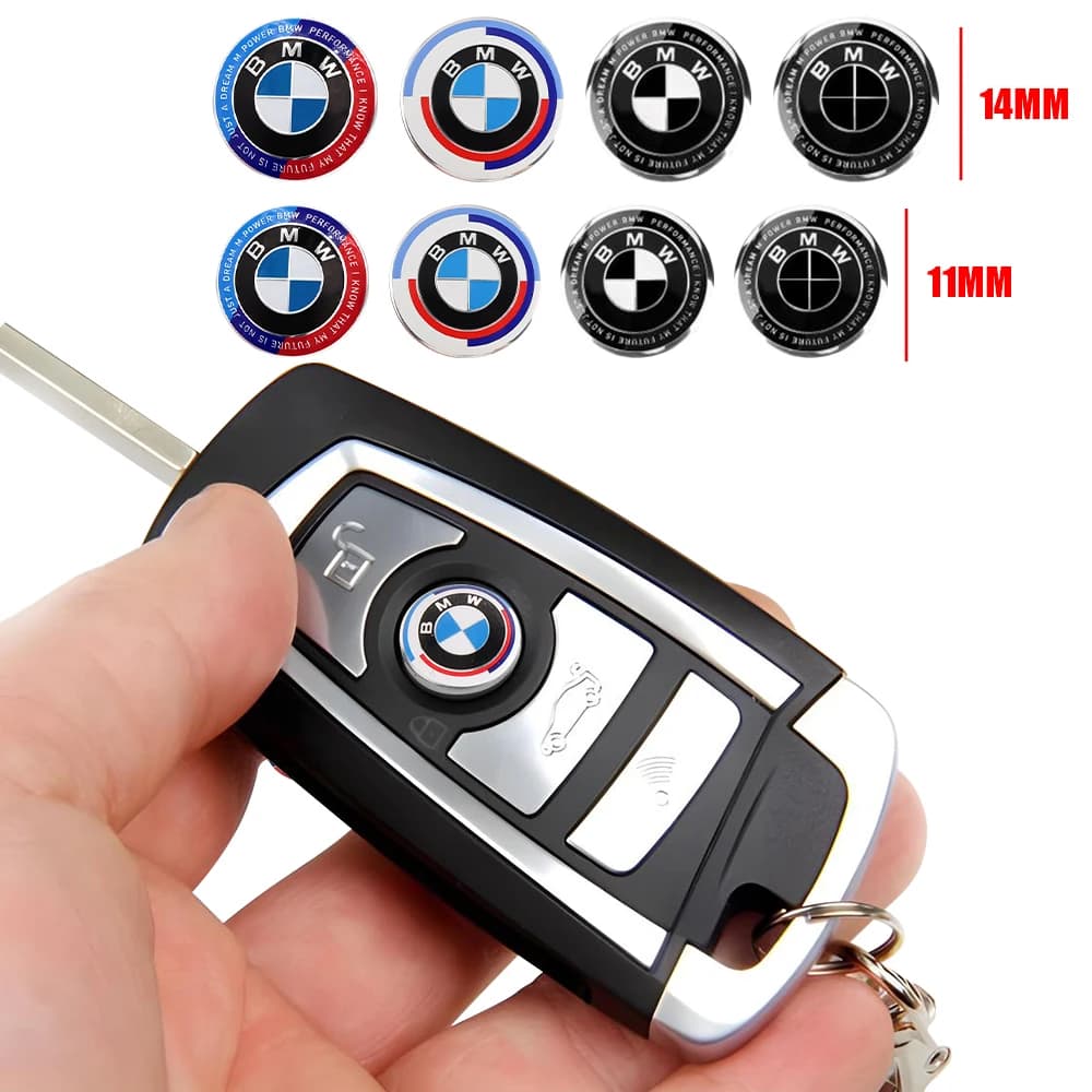 11/14MM 3D Aluminum Car Key Shell Sticker Auto Key Remote Fob Decals For BMW M F31 F34 F32 E52 E53 E60 E90 E91 E92 E93 F01 F30