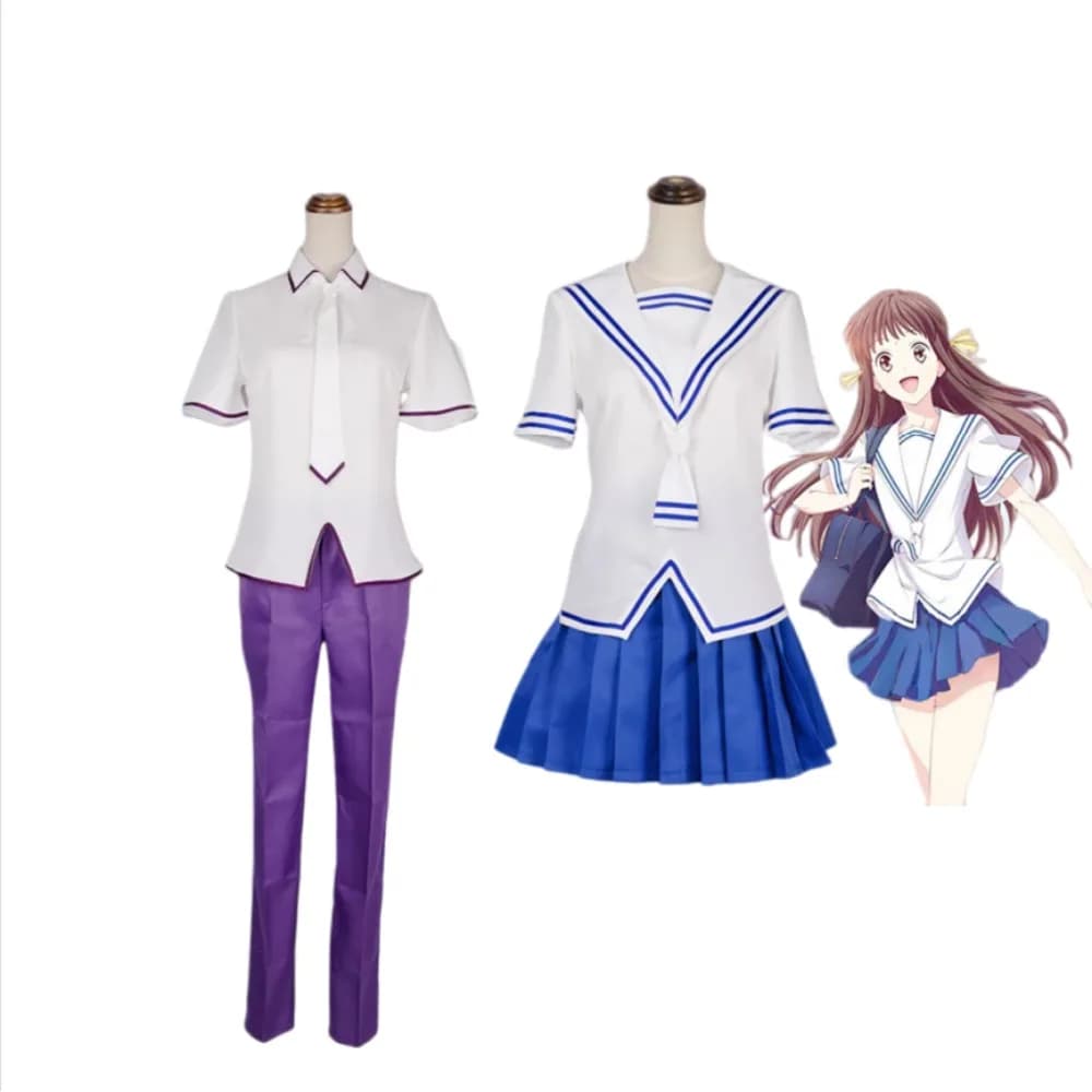 Fruits Basket Tohru Honda Yuki Soma Cosplay Costume White Japanese Sailor Uniform Full Set Adult Halloween Comic Con Outfit