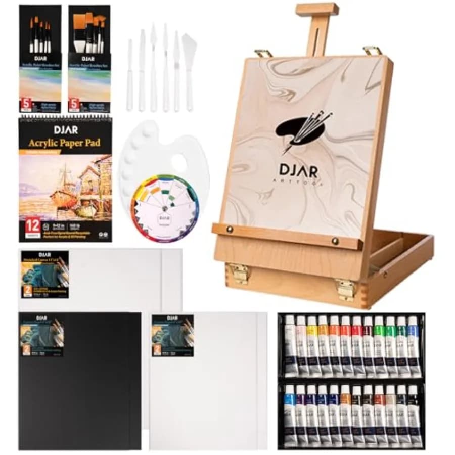 49 Pcs Acrylic Paint with, Painting Kits with 24 Color Acrylic Paints, 11"x 14" Stretched Canvas and More, Art Painting Supplie