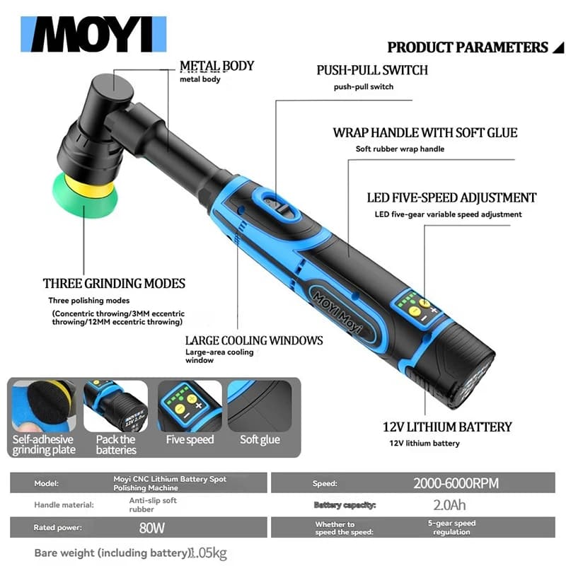 Polisher for details, small wireless portable electric machine for home use, chromed lithium electric toothbrush, m polishing