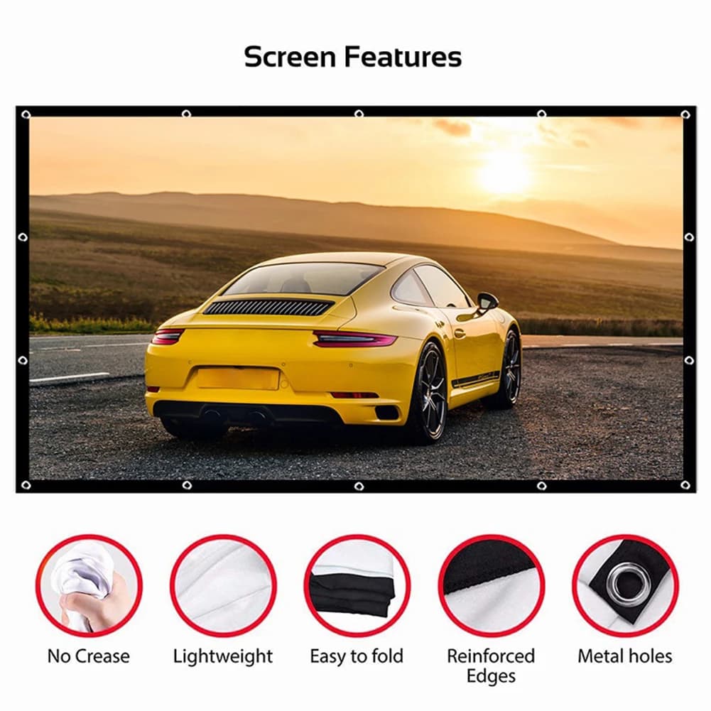 Simple Projector Curtain Home Set Theater Office 16:9 HD Display Projection Screen for Household Bedroom Accessories