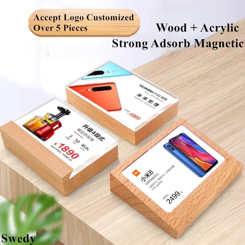 100x70mm Etichetta prezzo in legno Porta cartello in carta Supporto Blocco Cornice per foto Menu Porta carta Nome Etichetta prezzo Espositore