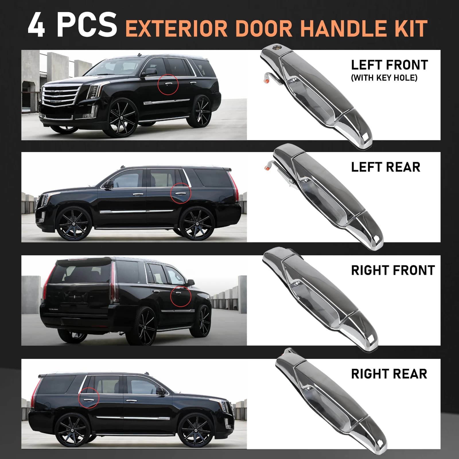 Maniglia della portiera dell'auto per 2007-2013 Chevy Tahoe GMC Yukon Sierra Denali anteriore posteriore 22738722 22738721 25960526 25960525 15915150