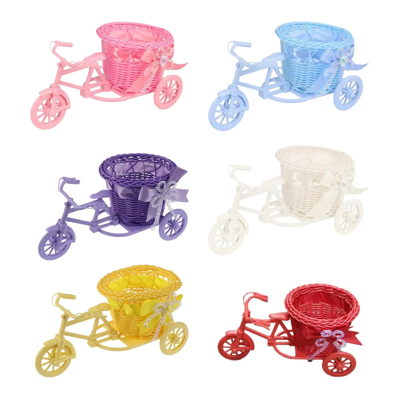 Vaso per cesto di fiori artificiali per bicicletta Mini regali supporto per piante per fioriera per triciclo per decorazioni per la casa di compleanno in giardino per feste di matrimonio