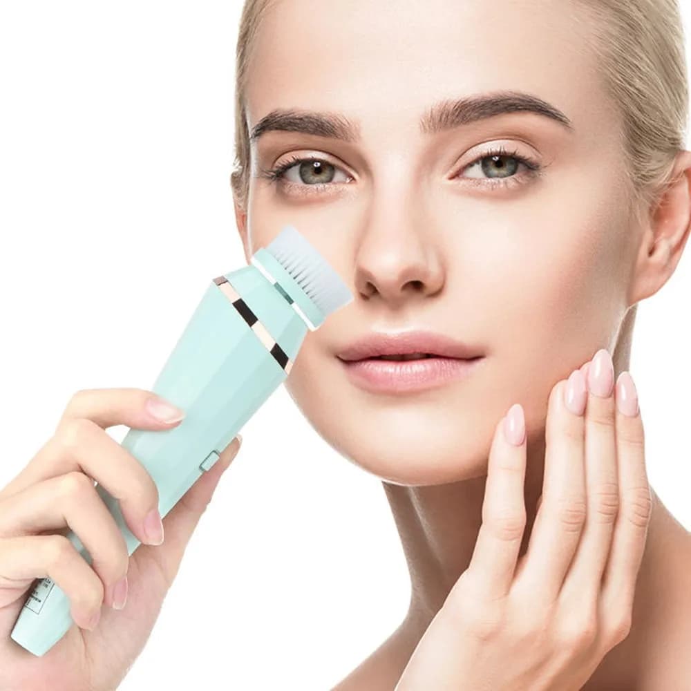 New 4 in 1 Electric Vibration Facial Brush Silicone Pore Cleansing Beauty Brush