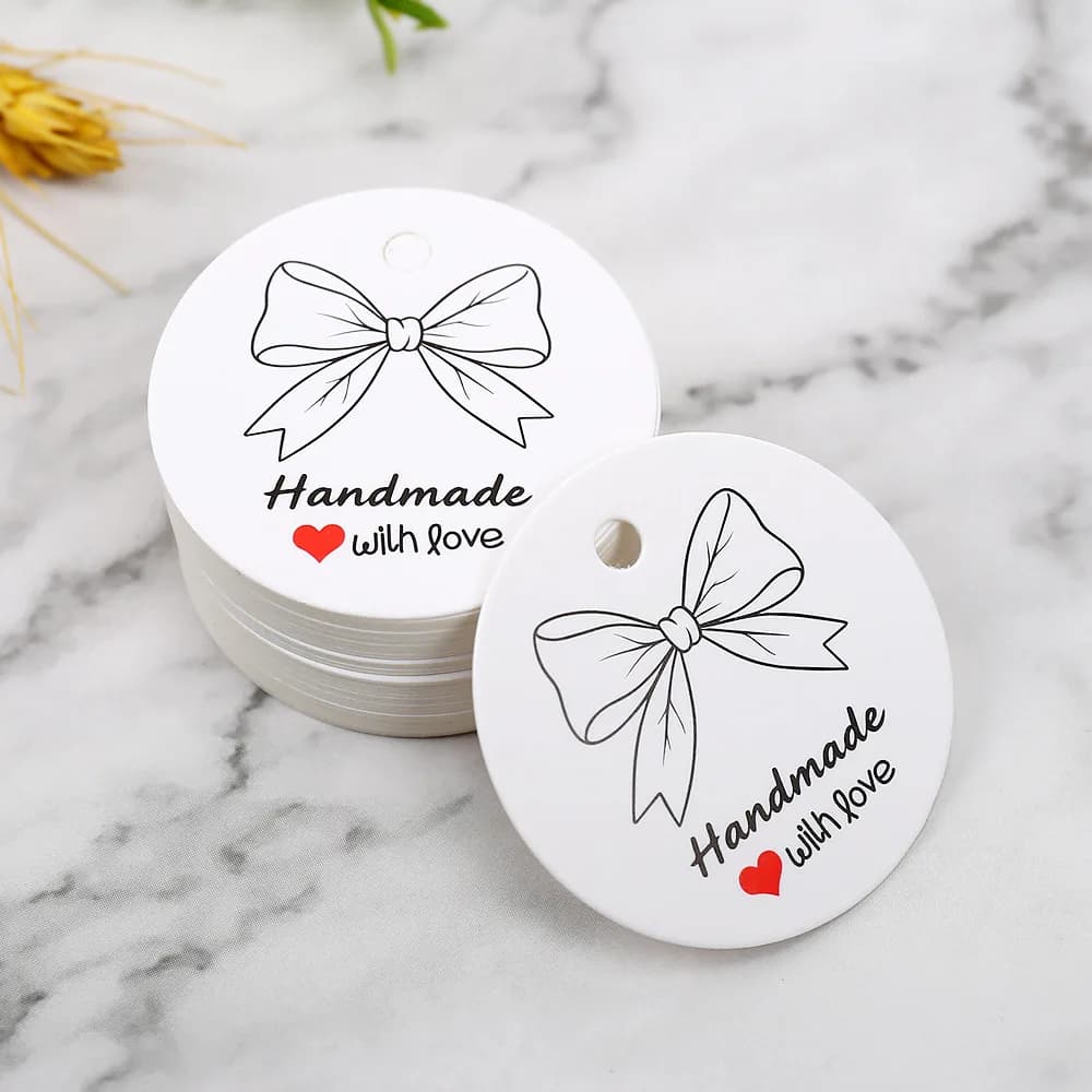100pcs Thank You Gift Packing Kraft Paper Tags Butterfly Round Wedding Thanks Giving Day Paper Tag Candy Cookies Packing Tag