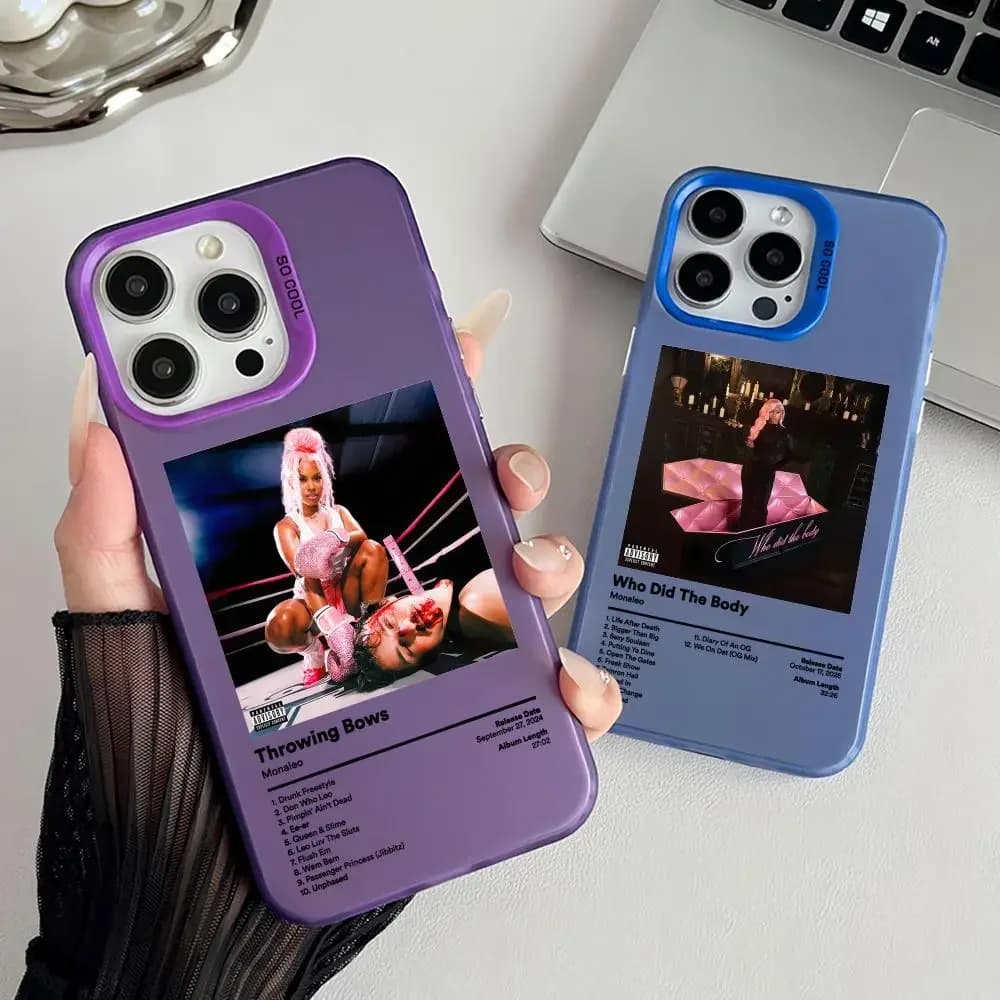 Cover per iPhone 17 16 15 14 13 12 11 Pro Max Air antiurto, opaca, con effetto Aurora Laser, del rapper americano M-Monaleo