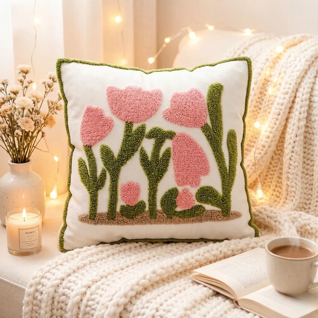 Pastoral Style Pillow Cover Spring Flower Soft Throw Pillow Case Decorate Sofa Bedroom Chair Carpet Warm and Comforting Pillowca