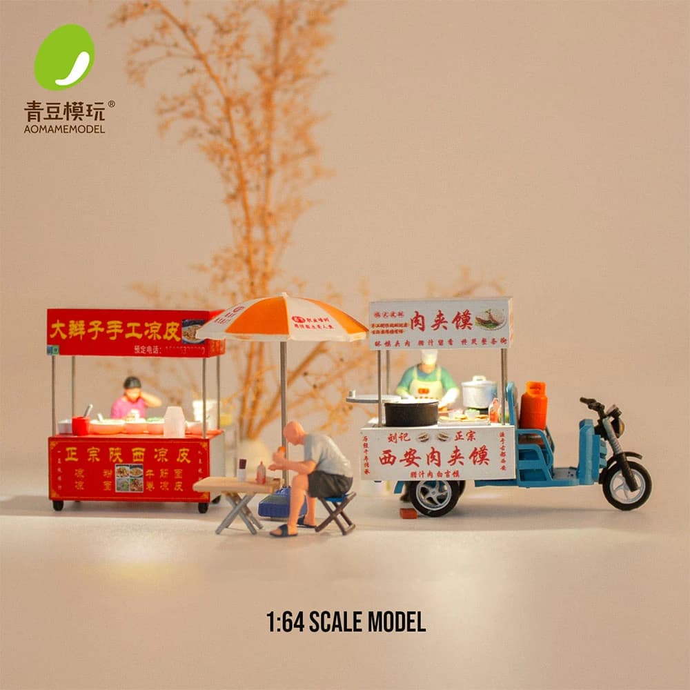 Kit Modello Mercato Notturno 1/64 - Miniatura di Bancarella Alimentare in Resina Stampata in 3D ad Alta Precisione per Diorami e Scene Fai-da-Te da Collezione