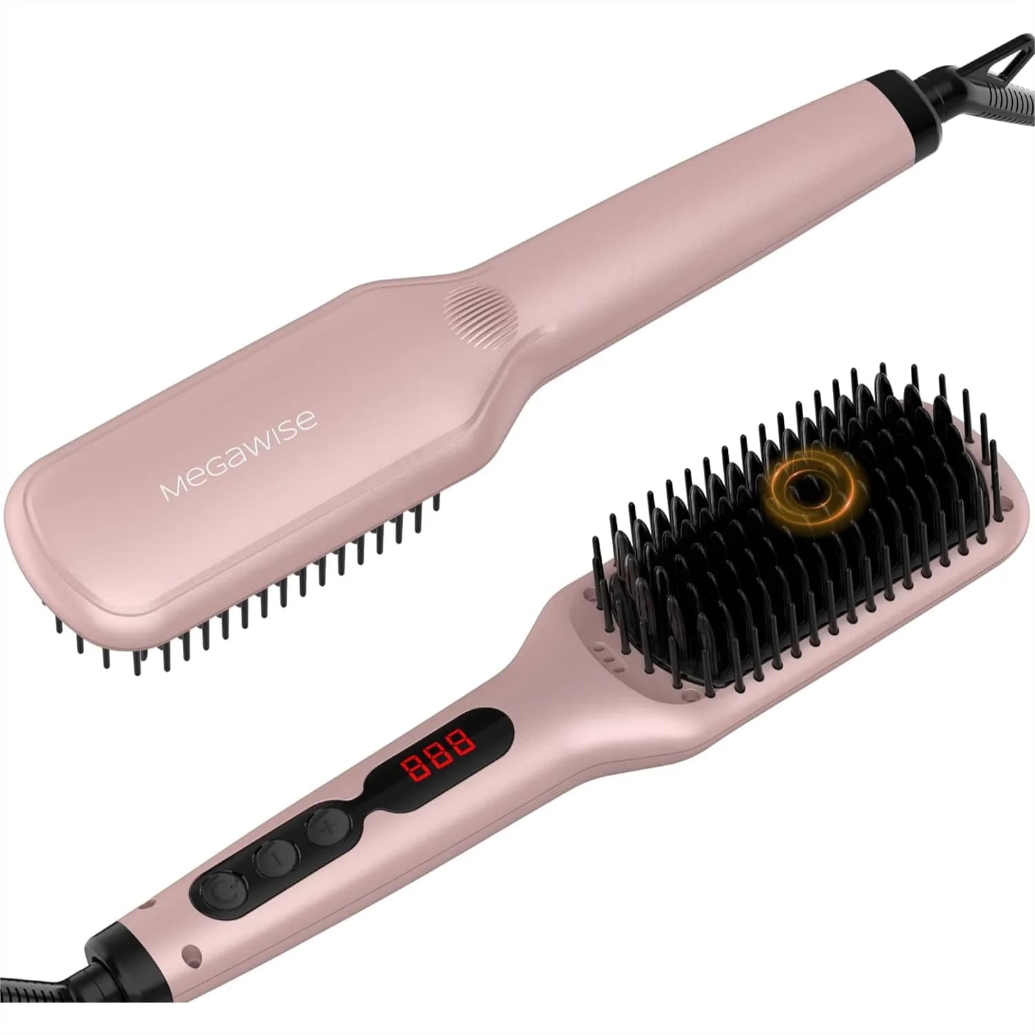 Spazzola Lisciante per Capelli in Ceramica, Piastra Anti-Scottatura a Doppio Voltaggio con Spegnimento Automatico, Anti-Crespo per Tutti i Tipi di Capelli, Rosa