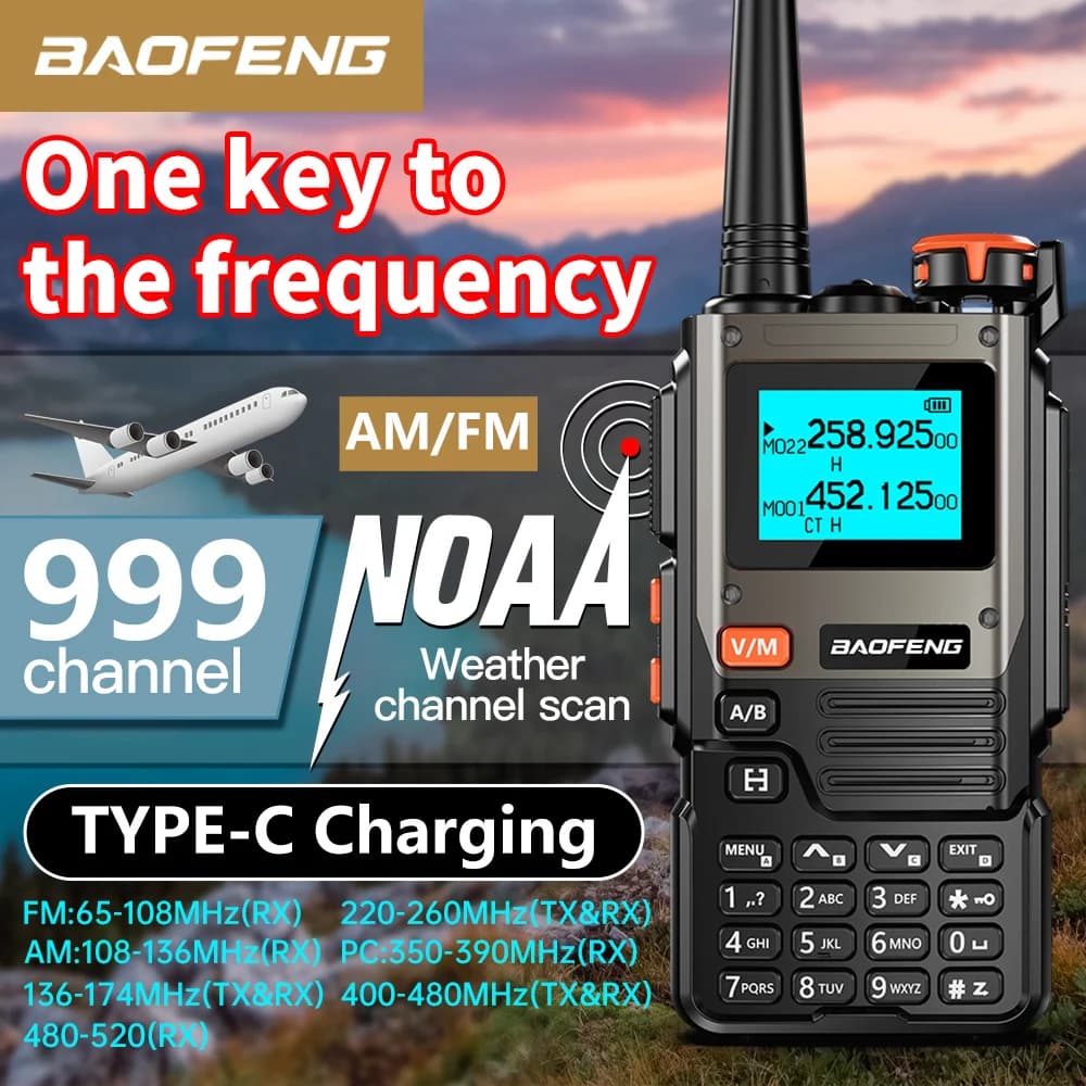 Baofeng UV-K61 VHF UHF Walkie Talkie 999 canali Tipo-C AM Funzionamento a batteria Emergenza DTMF NOAA Canali meteorologici UV-5R K6 K5(8)