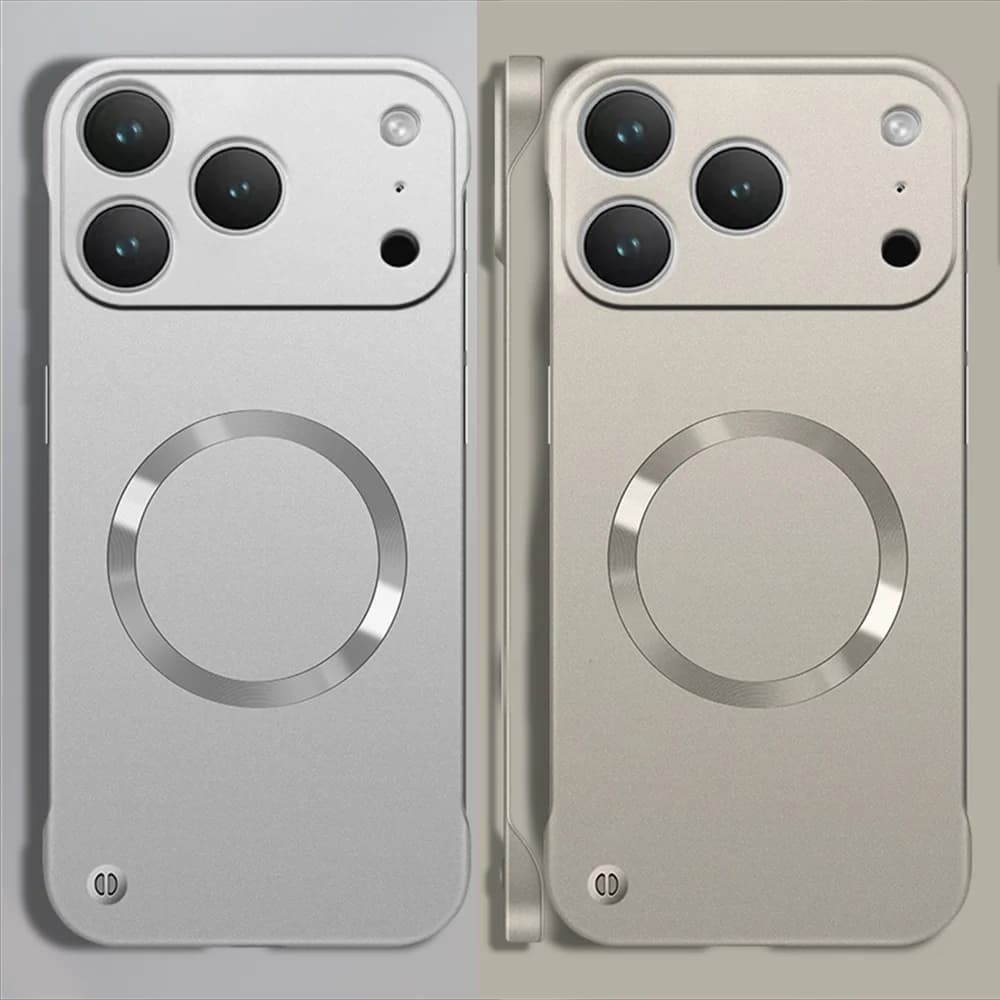 Magsafe Ultra Slim Frame Magnetic Phone Case for iPhone 16 17 Pro Max Air 14 15 13 12 PC Case with Wireless Charging Plating
